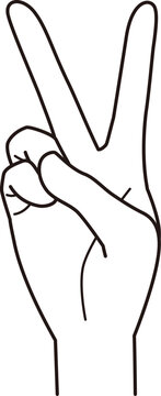 recommend clip art: ピース、チョキ、2を表している手-2