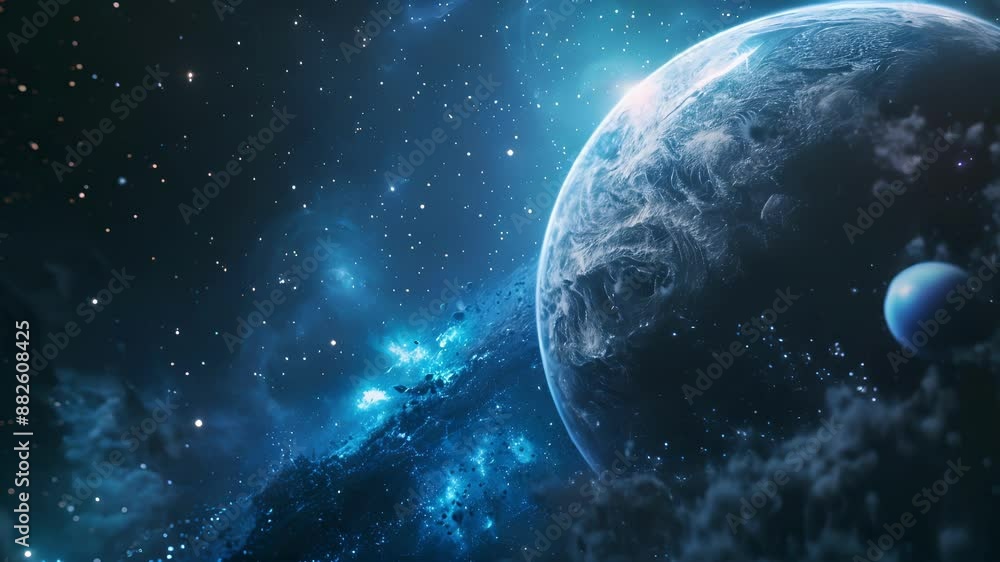 Poster a space exploration game allows players to explore distant planets and galaxies complete with stunni