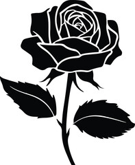 Artistic Rose Silhouette in Black and White