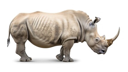 Obraz premium White Rhino Standing on a White Background