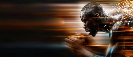 Dynamic athlete in midaction, sports photography, capturing movement