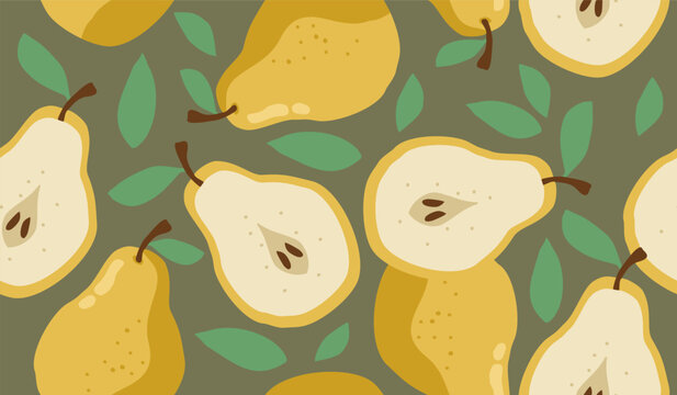 Cute pear fruits pattern background vector design
