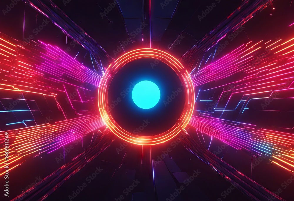 Poster colourful glowing background three dimensional wallpaper lines neon spectrum colorful line 3d techno
