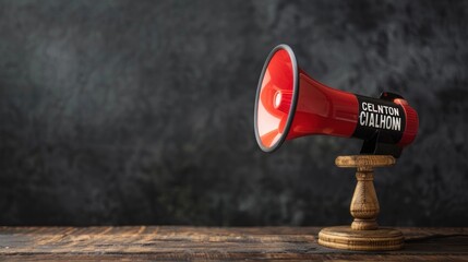 Conceptual image of a megaphone with labor union slogans