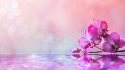 Pink Orchid Reflection in a Soft Pastel Light