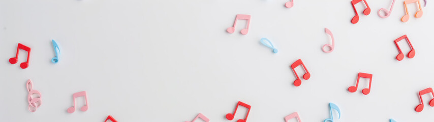 Colorful Music Notes Background isolated on White