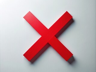 Obraz premium A bold, red X marks through a white diagonal line, symbolizing cancellation, rejection, or negation, on a clean, minimalist background with ample negative space.