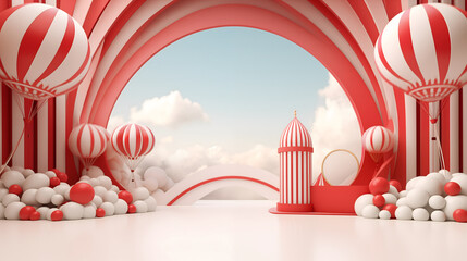 Colorful Balloons Soaring in Blue Sky Celebration