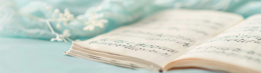 Macro music sheet closeup, realistic photo