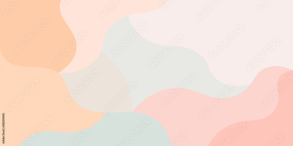 Poster abstract background with dynamic wavy shapes, colorful minimal wavy background with soft color, vect