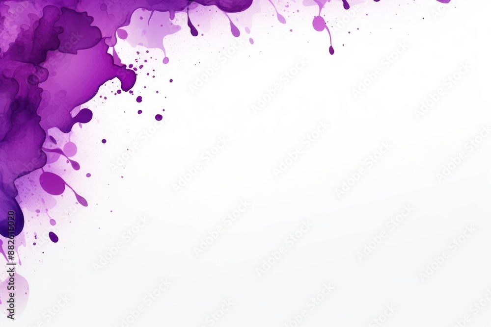 Poster Purple ink spots border backgrounds splattered abstract.