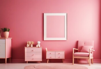 children pink wall empty room design interior background colors mockup baby