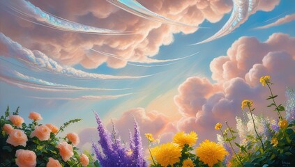 landscape with flowers