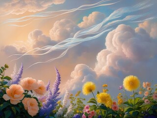 landscape with flowers