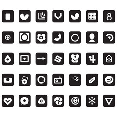 Social media icons black and white logo set