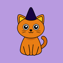 Cute cat with a hat vector illustration