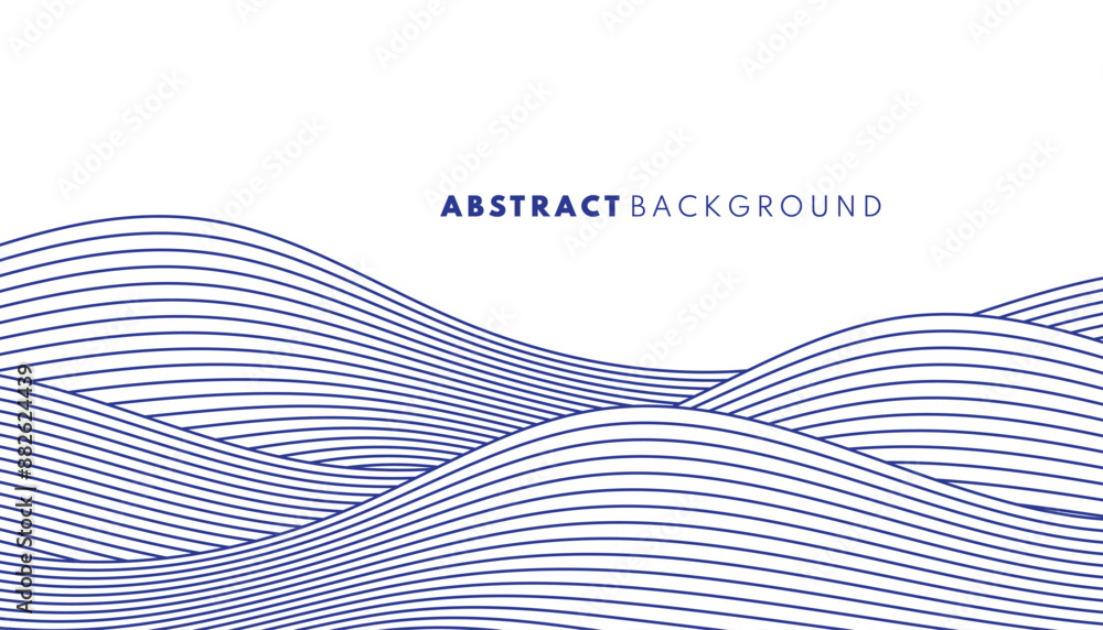 Wall mural abstract wave lines pattern background. japanese-style blue line concept. minimal style wallpaper. g