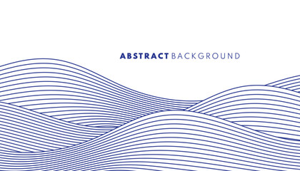 Abstract wave lines pattern Background. Japanese-style blue line concept. Minimal style wallpaper. Graphic vector flat design.