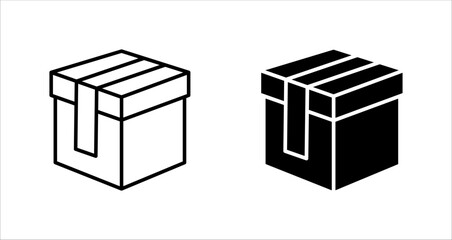 Simple delivery box icon set vectors illustration, on a white background.