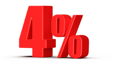 4 Percent Off Sale Red Number 3D