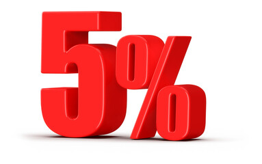 5 Percent Off Sale Red Number 3D