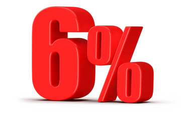 6 Percent Off Sale Red Number 3D