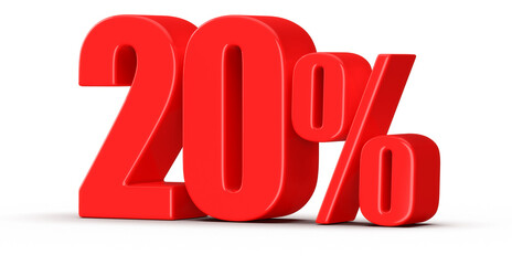 20 Percent Off Sale Red Number 3D