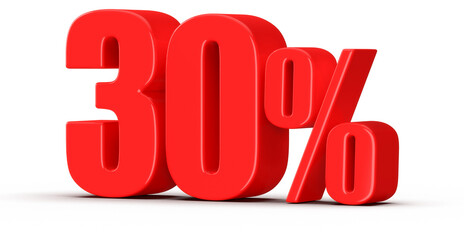 30 Percent Off Sale Red Number 3D