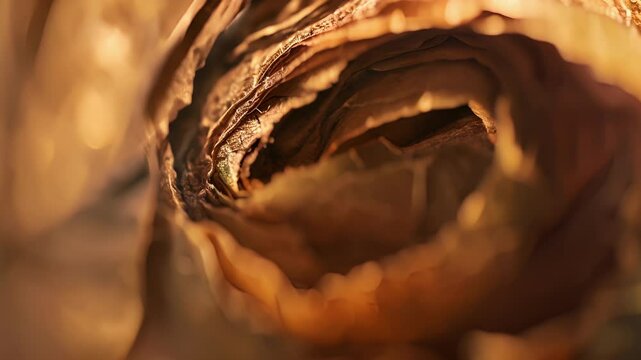 A closeup of the cigars foot revealing the tightly wrapped and layered tobacco leaves that will burn evenly and smoothly.