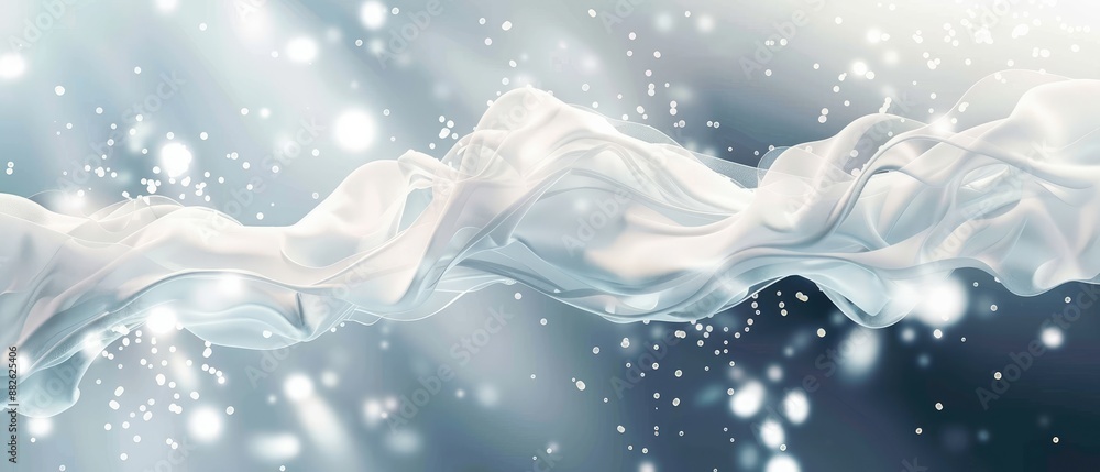 Poster foam in flight, abstract background with white foam suspended in a light and airy environment, a mes