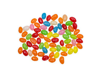 colorful jelly beans, chewy jelly beans isolated on a white background with clipping path.