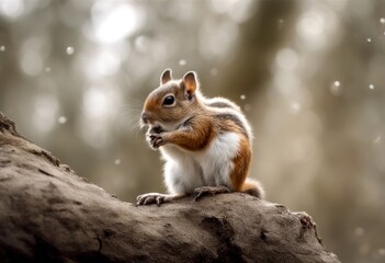 Obraz premium mitt sur deux dresse standing ecureuil arrieres pattes cree whitebackground image studio squirrel petit ia back aide une illustration rodent ses cut out l olated retouchee blanc fond