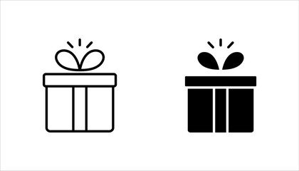 Gift icon set, gift box vector sign, present flat linear symbol, present linear icon, on a white background.