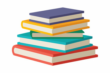 A pile of books in a flat-style vector illustration 
