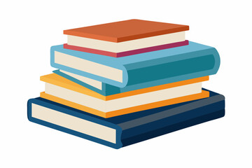 A pile of books in a flat-style vector illustration 
