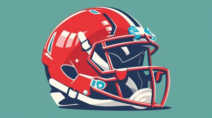Fototapeta premium American football sphere, protective gear, flat design illustration