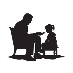 Grandparents and children  vector  silhouette