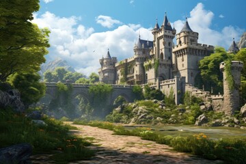 Medieval castle ground backdrop architecture building day. © Rawpixel.com