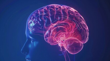Human brain isolated 3D hologram illustrating a medical concept.