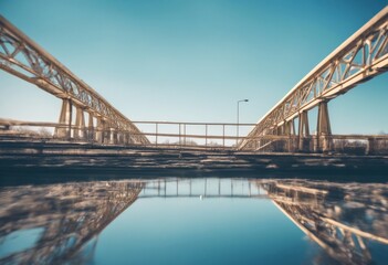 blue background from a angle civil taken represents photo low sky bridge engineering construction space copy business design travel technology