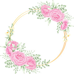 watercolor pink floral arrangement circle frame