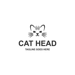 Simple cat head logo design vector isolated on white background