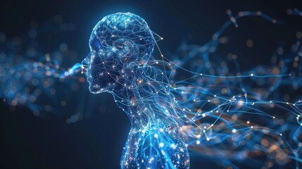 Naklejka premium Human nervous system isolated 3D hologram.
