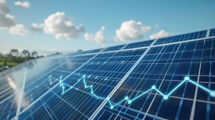 A solar panel with a graph showing a downward trend