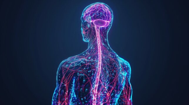 Human nervous system isolated 3D hologram.