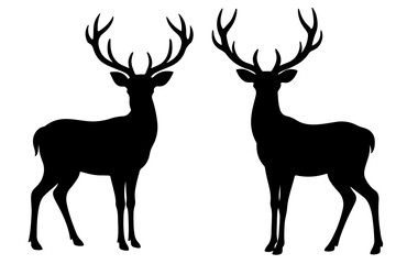 Fototapeta premium Deer logo icon silhouette vector with white background