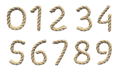 Rope number cut out, string number isolate transparent background