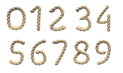 Rope number cut out, string number isolate transparent background