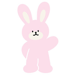 Illustration of pastel pink bunny png for cartoon character, comic, mascot, animal, sticker, standee, pet shop, vet, zoo, patch, brooch, plush toy, rabbit doll, easter, nature, garden, picnic, summer