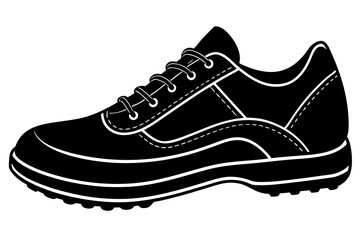 Black flat running Golf shoes vector illustration white background